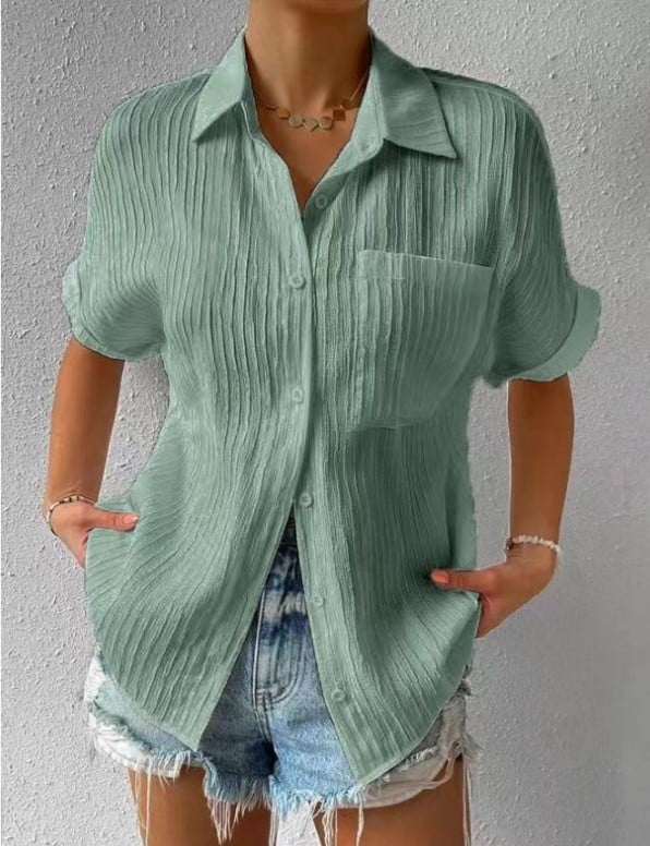 🔥Hemdkragen Lässig geknöpft Lose Bluse