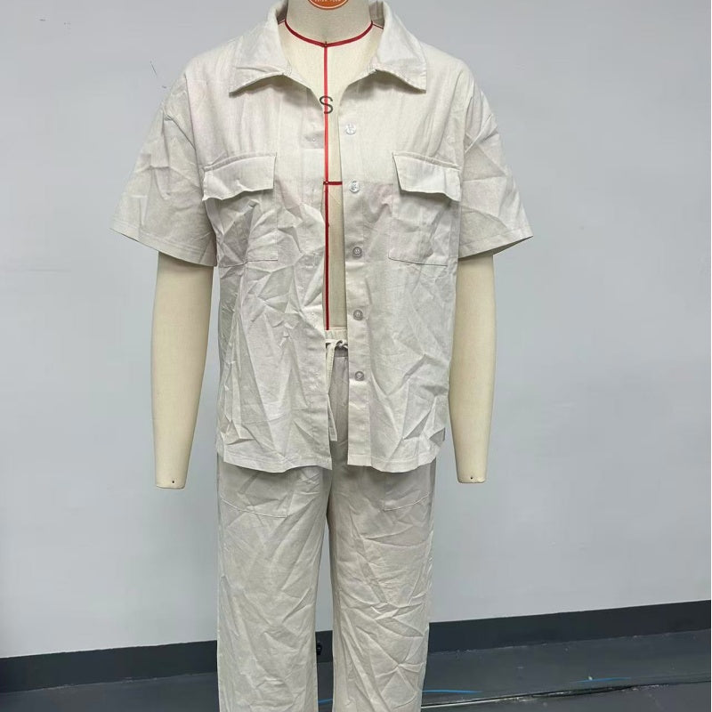 🌈Kurzarmhemd und weite Hose aus Baumwolle und Leinen