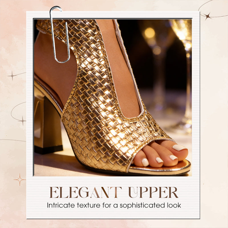 🌞Frühlingserwachen: 50% Rabatt!👠 Elegante Peep-Toe-Sandalen mit Blockabsatz – Geflochtenes Design