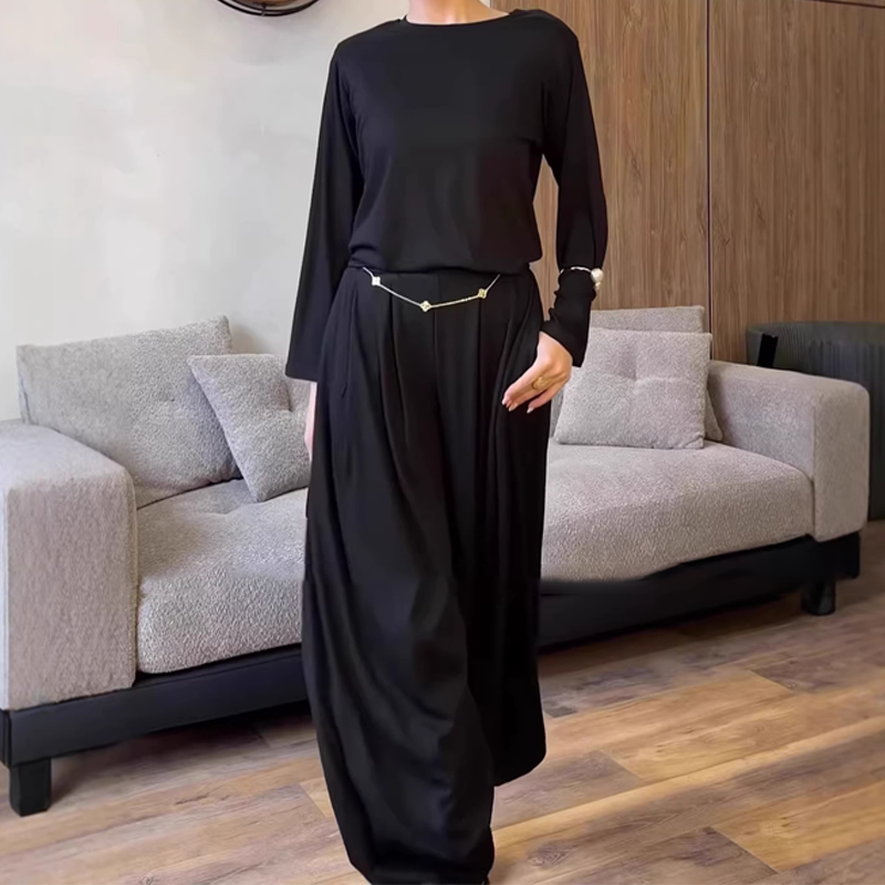 🌞Frühlingserwachen: 50% Rabatt!👕Damen Lockeres Langarm-T-Shirt & Pumphosen-Set – Hoch elastisch, Vielseitig & Bequem für Alltag