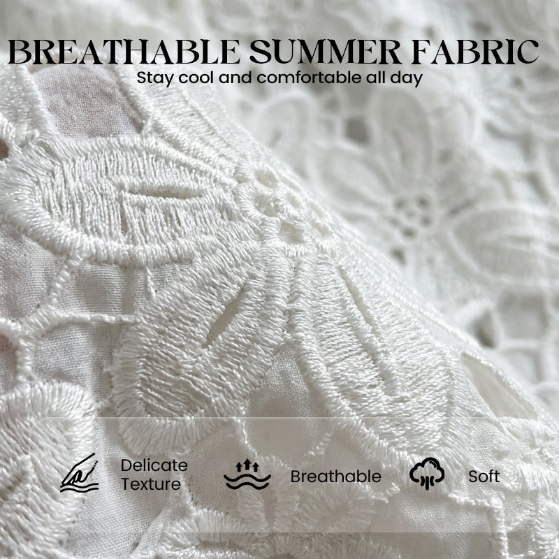 🌞Frühlingserwachen: 50% Rabatt!✨Damen Elegantes Spitzen-Zweiteiler – Halterneck-Oberteil & Weite Hose, Atmungsaktiv & Vielseitig