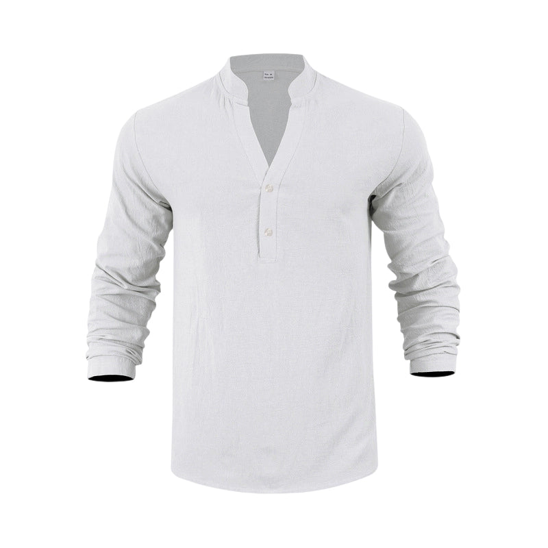 🌞Frühlingserwachen: 50% Rabatt!🔥Herren Henley aus Leinen-Mix – Atmungsaktiv, Bügelfrei & Zeitlos Elegant