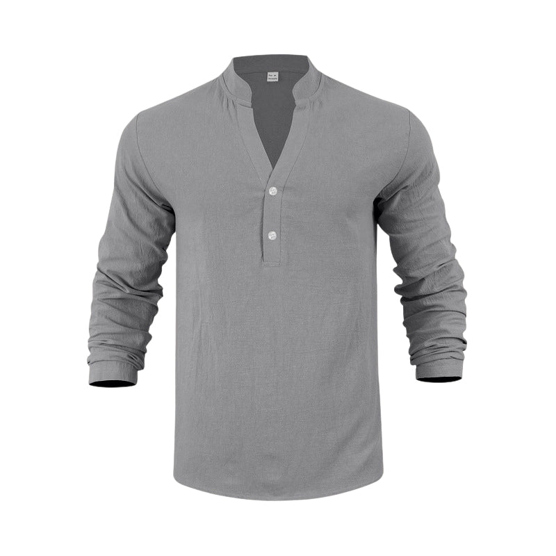 🌞Frühlingserwachen: 50% Rabatt!🔥Herren Henley aus Leinen-Mix – Atmungsaktiv, Bügelfrei & Zeitlos Elegant