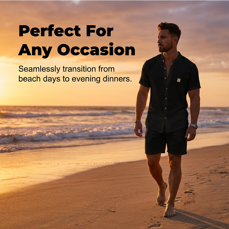 🌞Frühlingserwachen: 50% Rabatt!🔥Modernes Stehkragen-Hemd: Atmungsaktives Herren Kurzarmhemd im Relaxed Fit