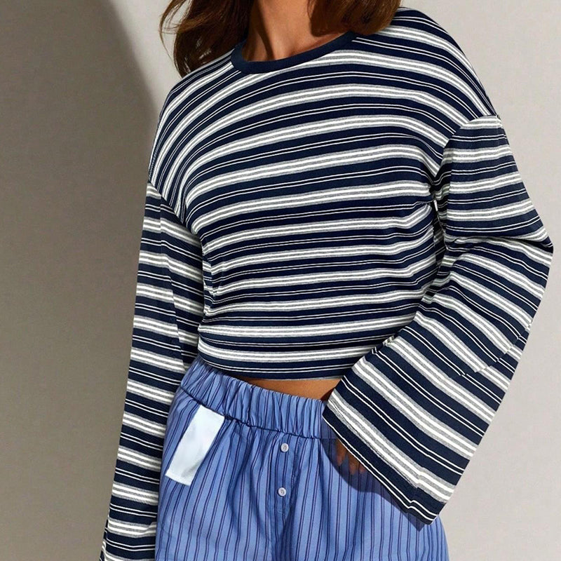 🌞Frühlingserwachen: 50% Rabatt!🎉Klassisches Langarmshirt mit Retro-Streifen: Knitterfrei, Weich & Vielseitig
