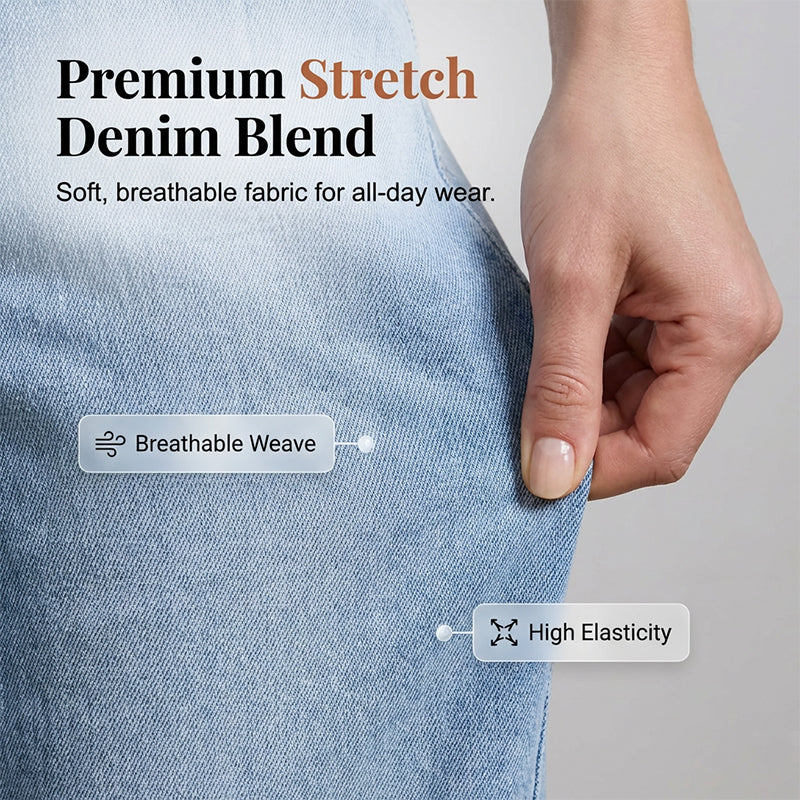 Stretch Comfort Curved Denim Pants