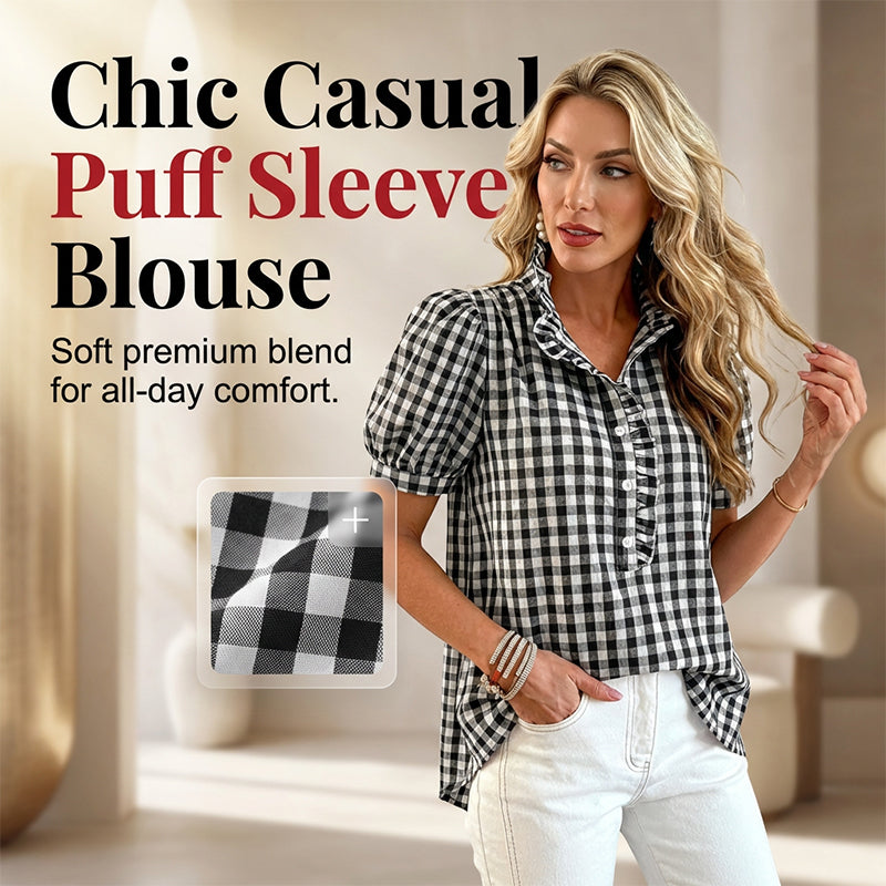Women's Casual Ruffled Puff Sleeve Top