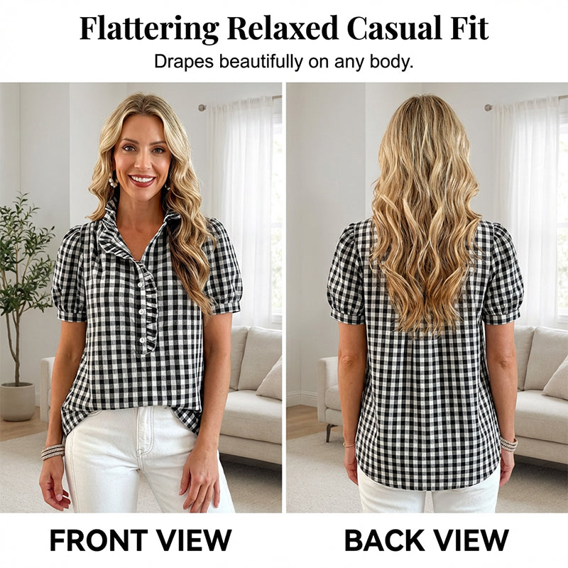 Women's Casual Ruffled Puff Sleeve Top