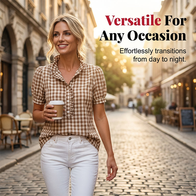 Women's Casual Ruffled Puff Sleeve Top