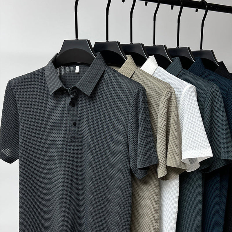 🌞Frühlingserwachen: 50% Rabatt!❄️Premium Eisenseiden-Polo für Herren: Kühl-Effekt & Absolut Bügelfrei