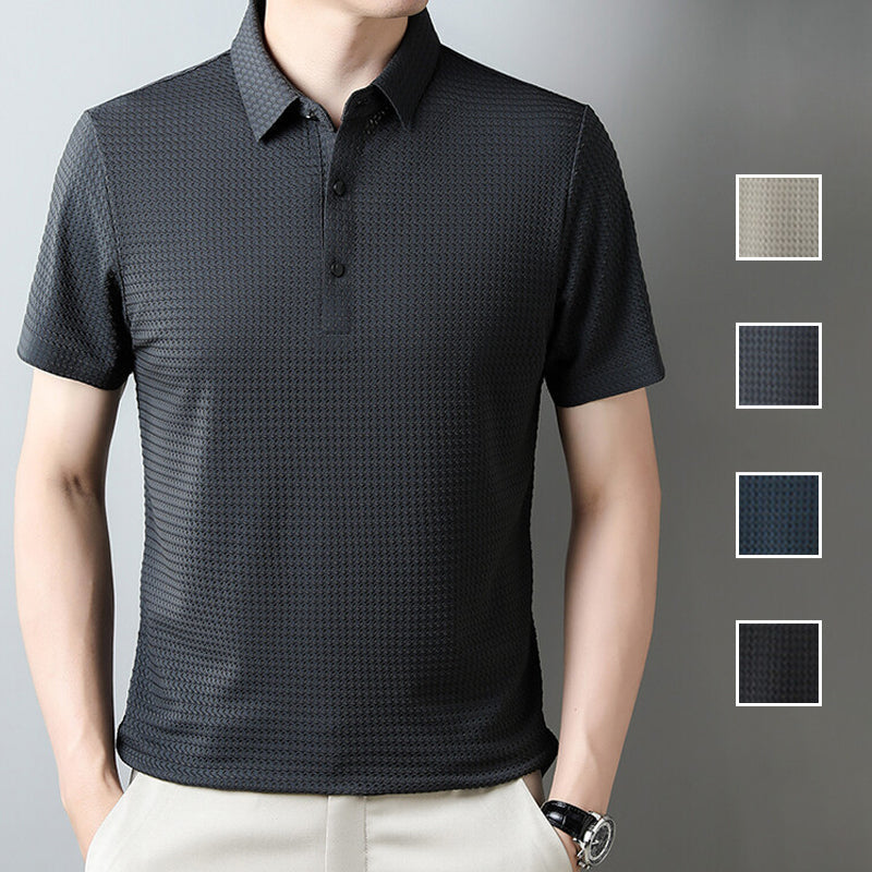 🌞Frühlingserwachen: 50% Rabatt!❄️Premium Eisenseiden-Polo für Herren: Kühl-Effekt & Absolut Bügelfrei