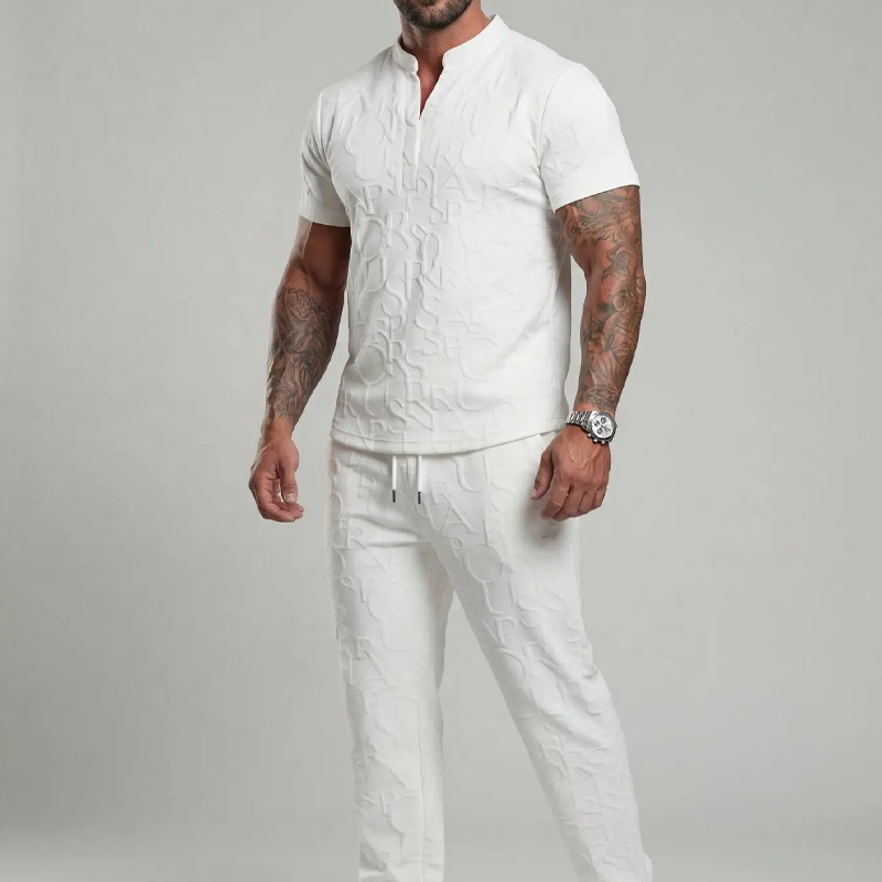 🌞Frühlingserwachen: 50% Rabatt!🪄"Urban Luxe" 3D-geprägter Henley-Trainingsanzug – Thermoregulation & Premium-Style | S-5XL