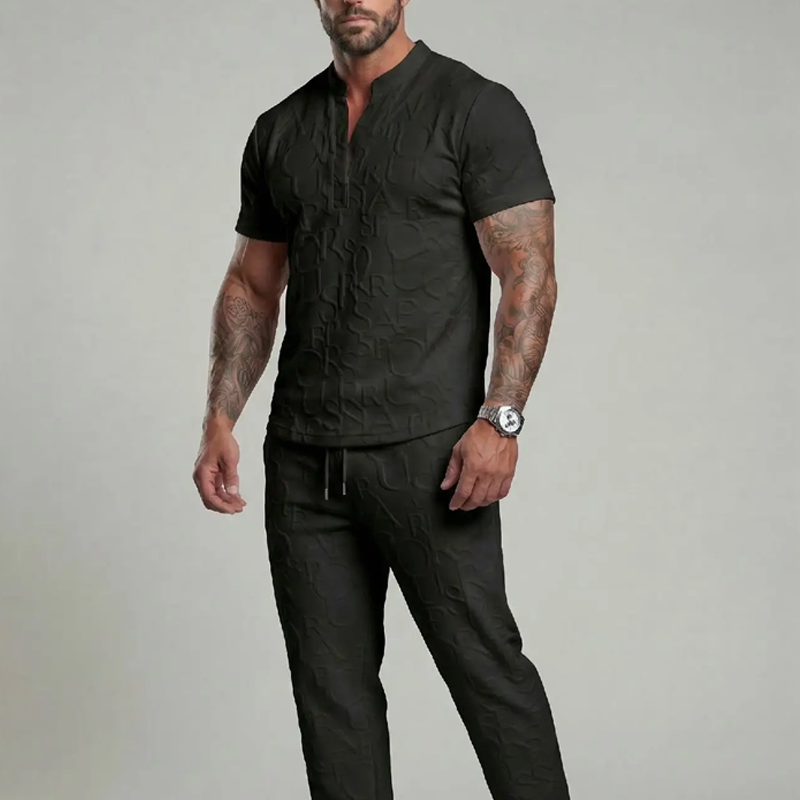 🌞Frühlingserwachen: 50% Rabatt!🪄"Urban Luxe" 3D-geprägter Henley-Trainingsanzug – Thermoregulation & Premium-Style | S-5XL